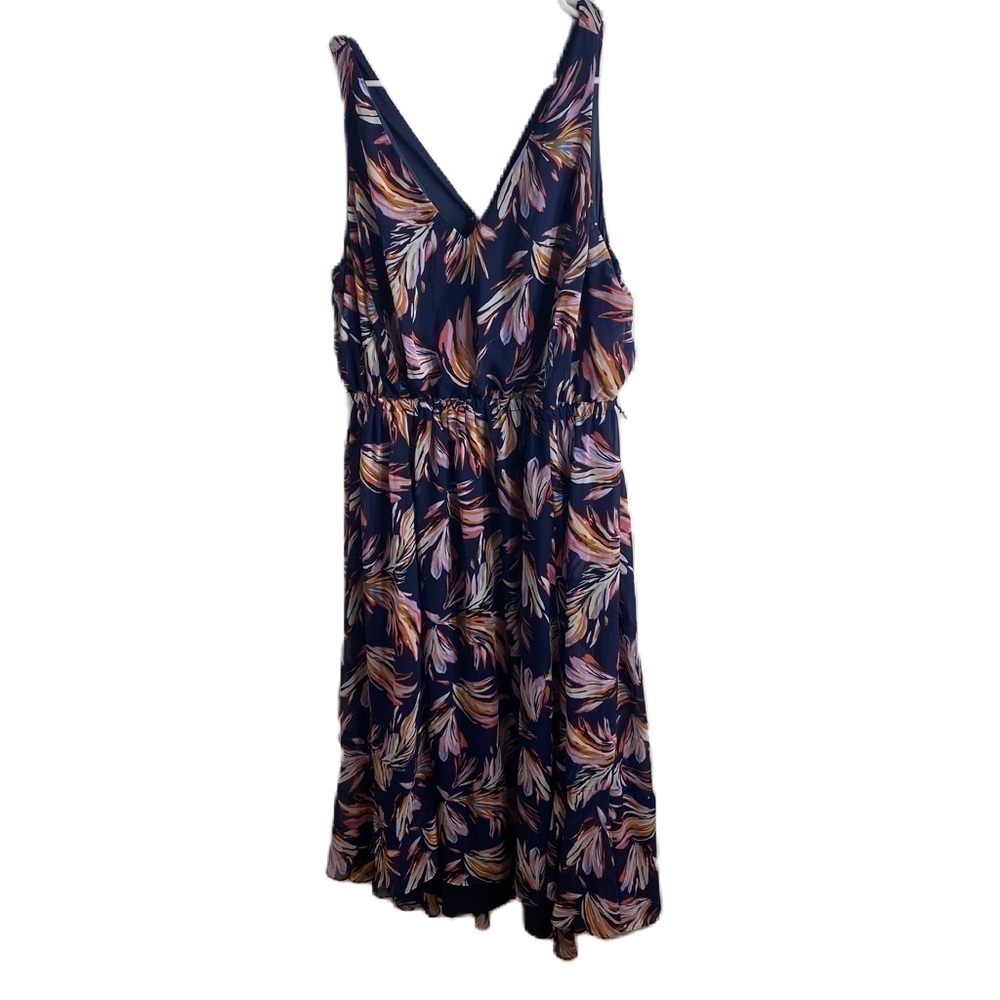 Lane Bryant Floral Dress Sz 16 Watercolor Brush Stroke Orange Pink Sleeveless